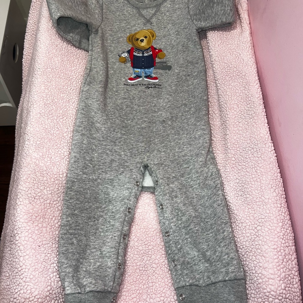 Polo by Ralph Lauren Gray Bodysuit Soft Cotton Blend